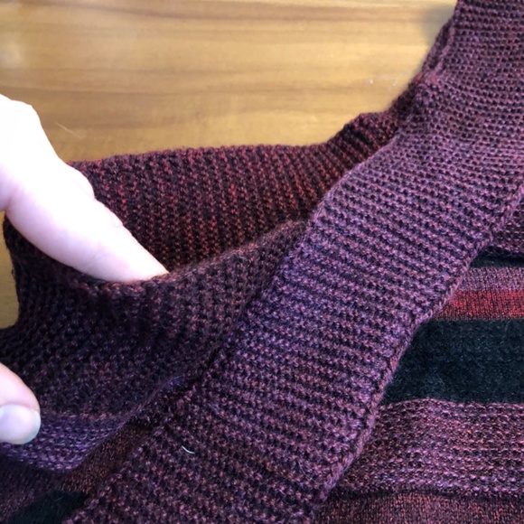 Sarah Pacini Burgundy and Black Off-the-Shoulder Sweater - Picture 7 of 8